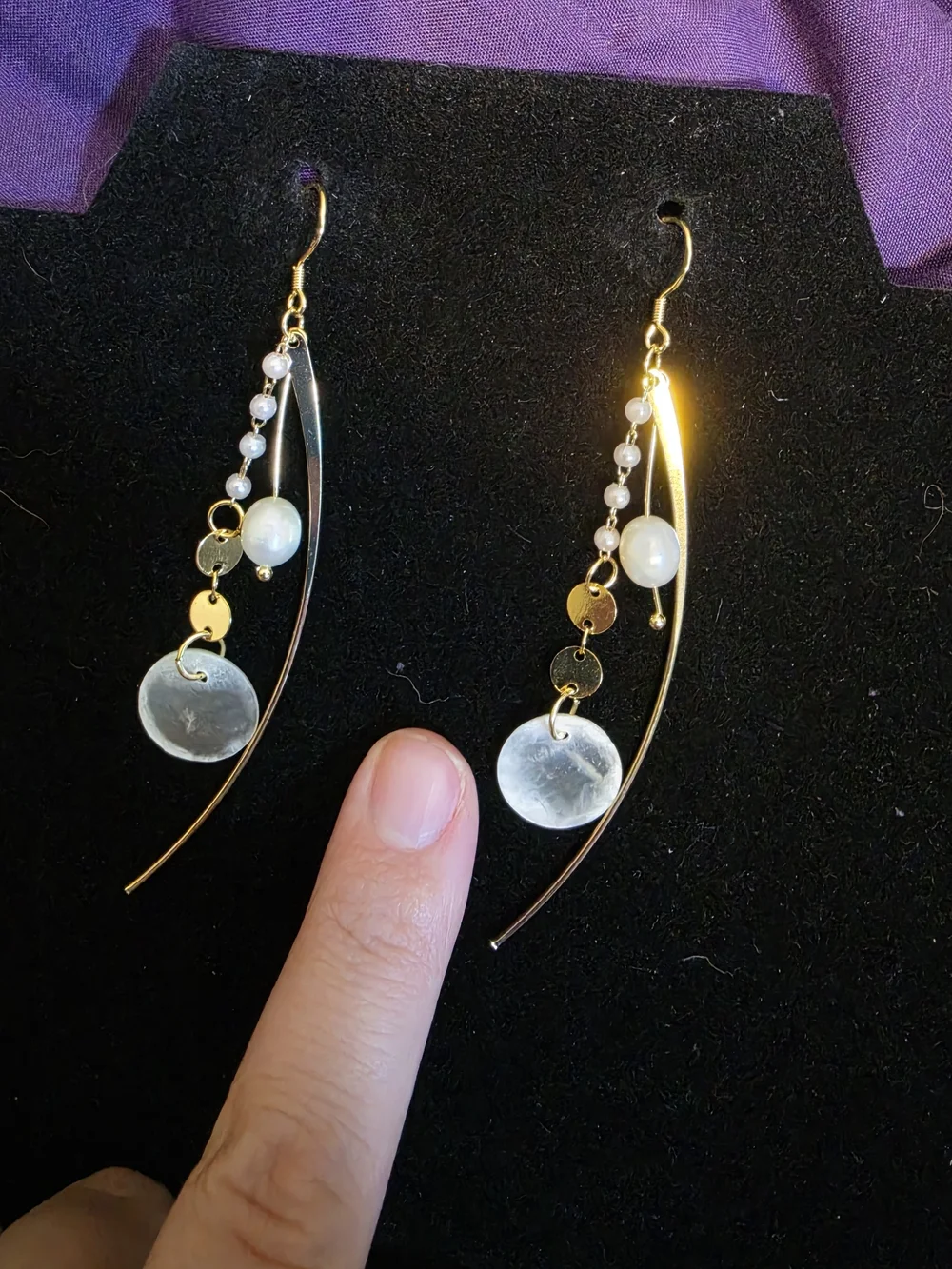 Gold Pearl Drop Dangle Earrings